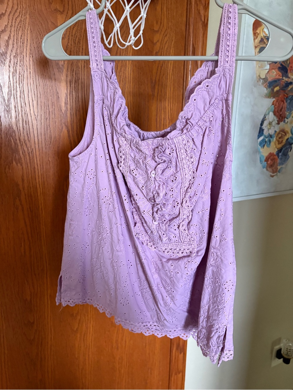 Democracy Lavender Eyelet Lace Camisole Tank